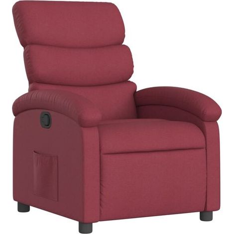 Fauteuil inclinable en tissu rouge bordeaux (1/5)