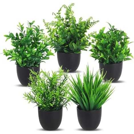 5 Pièces Plantes Artificielles Intérieur,Fausse Plantes en Pot Fausse Plante interieur Plante Artificielle Plastique,Mini Fausse Plante pour Bureau, Table, Chambre à coucher, Cuisine, Décoration (1/5)