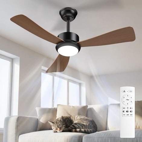 Ceiling Fan with Light 106 cm, Wood Effect Blades, Silent Ceiling Fan with Remote Control, Dimmable LED, DC Motor Reversible, 6 Speeds for Bedroom Living Room (1/5)