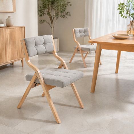 Sedie pieghevoli imbottite in legno con cuscino 2 pezzi grigio MODENUIT (1/5)