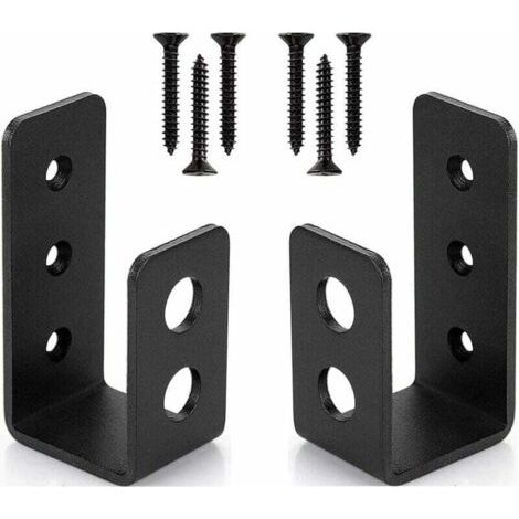 Lot de 2 supports de porte en acier robuste pour porte de 2 x 4, barre de sécurité en forme de U (1/5)