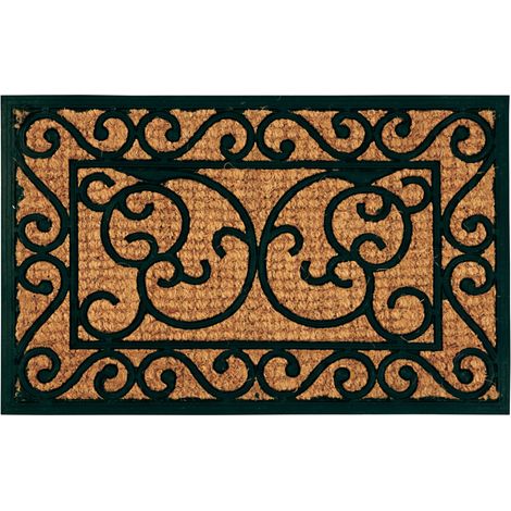 Esschert Design Tür-  / Fußmatte Schwarz & Braun 59,5 x 39,5 cm - Gummi & Kokos