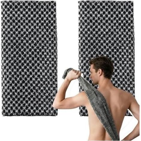 Exfoliating Shower Towel Natural bamboo charcoal fibre exfoliating gloves, gently remove dead skin cells from the body (2 Pieces) (1/5)