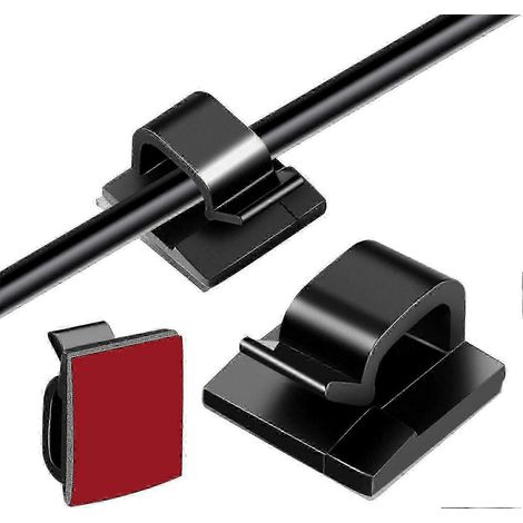Confezione da 100 mini clip per cavi nere per uso esterno, autoadesive, idea regalo - AquaForge (1/5)