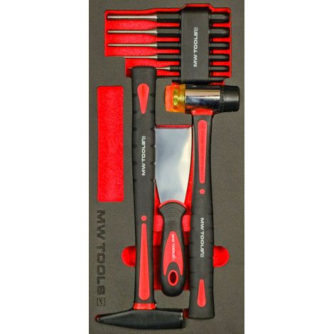 Jeu de marteaux et chasse-goupilles 9 pièces module en mousse pour servante d'atelier MW Tools MWHAM9