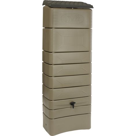 Récupérateur d'eau de pluie mural 300 L – Couleur taupe – Avec robinet et kit raccord chéneau – Fabriqué en France en plastique recyclé – Bellijardin (1/5)