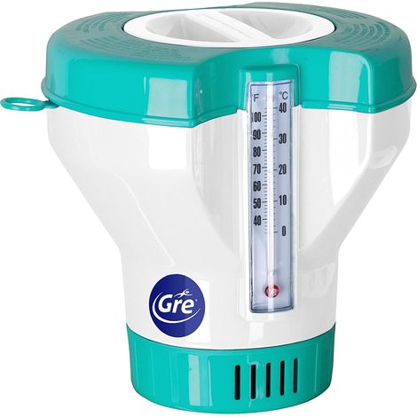 Doseur flottant avec thermomètre pour piscines, pour pastilles de 20 à 500 g (1/2)