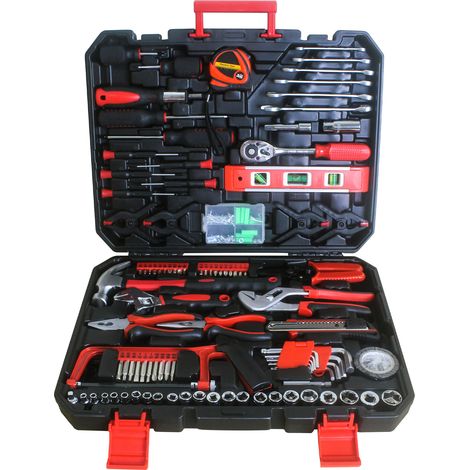 Caja de herramientas con juego de 238 piezas de acero al carbono, negro y rojo DESVIAE (1/5)