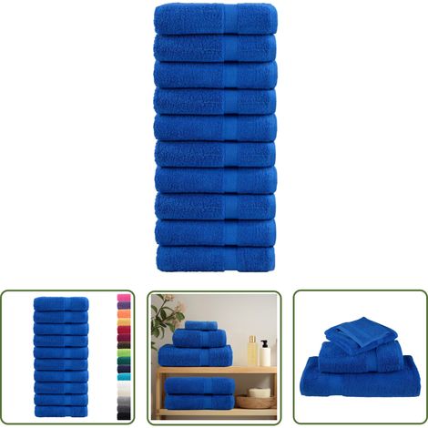 The Living Store Premium-Duschtücher SOLUND 10 Stk. Blau 70x140 cm 600 g/m² - Handtücher - Badezimmerhandtücher - Badeset - Baumwolle - Blaue Handtücher (1/5)