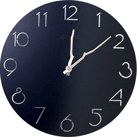 Orologio da parete rotondo vintage in legno da 12 pollici - Orologio da parete decorativo silenzioso e atossico - Facile da leggere a casa, in ufficio, in classe, a scuola - Funziona a batteria (1/3)