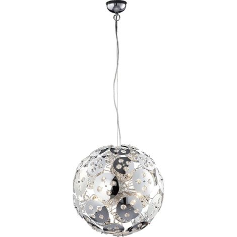 Trio Lighting art. 308200406 Lampada sospensione Lampadario moderno Cromo   cm 45 H cm 150