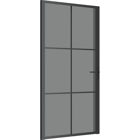 Porte intérieure 102,5x201,5 cm Noir Verre ESG et aluminium