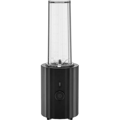 Alessi Plissé MDL17 B - Frullatore Personale di Design, in Resina Termoplastica, con Contenitori Graduati e Mini Tritatutto in PCTG, Spina Europea 380 W, 55 cl, Nero (1/5)