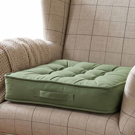 HOMESCAPES Forest Green Cotton Armchair Booster Cushion