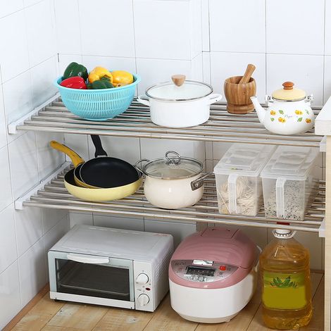 Verstellbarer, ausziehbarer Kleiderschrank aus Edelstahl (25-40 cm/24 cm) für Kleiderschränke und Studentenwohnheime, keine Nagelmontage erforderlich. (1/5)
