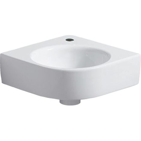 Lave-mains angle Geberit Renova Compact 45x39.5cm ss trop-plein Blc - GEBERIT 500.902.00.1