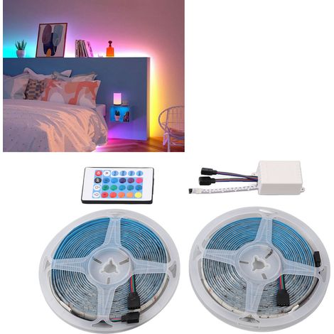 Striscia LED RGB 5050 da 5 m (16,4 piedi) 12V impermeabile con telecomando a 24 tasti e 2 strisce luminose (1/4)
