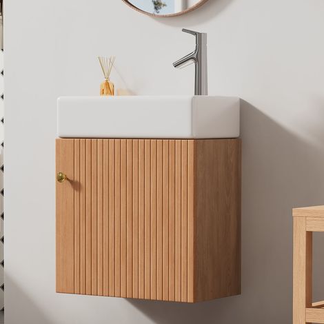 Geworzi Waschtisch mit Unterschrank 46x26x56cm Badezimmer Unterschrank mit 1 Regalen
