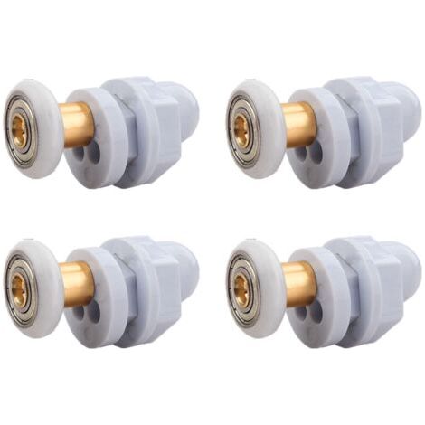 Roulettes Porte de Douche, 4 Pièces Roulette Porte Coulissante Douche en Laiton, Roulette Porte Coulissante, pour Remplacement de Douche Coulissante Verre Porte Coureurs Rouleaux (19MM)
