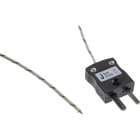 Thermocouple type J Ø 1/0.3mm, L 10m, +350°C max à Fiche mâle miniature ( Prix pour 1 )