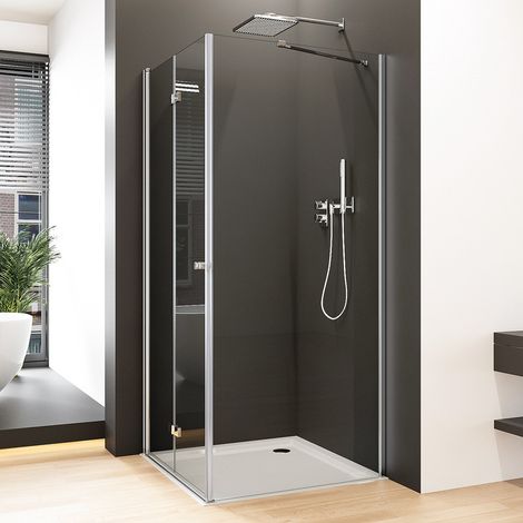 Duschkabine 100x80 cm Falttür mit Seitenwand, Duschkabine 100x80 cm Eckeinstieg Drehfalttür Dusche Duschabtrennung mit 6mm ESG Sicherheitsglas Glas Duschwand Höhe: 185cm