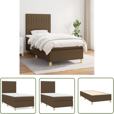 The Living Store Boxspringbett mit Matratze Dunkelbraun 100x200 cm Stoff - Boxspringbett - Doppelbett - Bettenrahmen - Matratze - Schlafsystem (1/5)