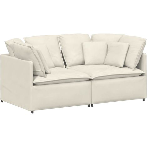 Modulares Sofa mit Kissen Samt Cream vidaXL (1/5)