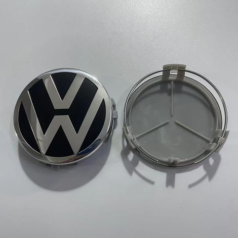 Cache moyeu de roue compatible Volkswagen, logo VW centre de jante, enjoliveur central pour Golf, Passat, Touran, Jetta, modèle acier 75 mm x4 (1/2)
