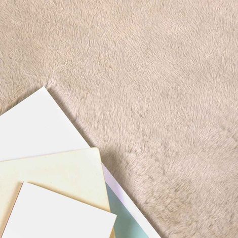 Tapis en Fourrure Synthétique de Lapin Taupe 240 x 240 cm CFW90053 (1/5)