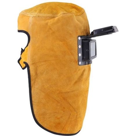 Cagoule de soudage en cuir, masque de capot de casque de soudage 3 en 1 avec lentille, zone de vue: 10,8x4,5 cm, capuchon de (1/2)