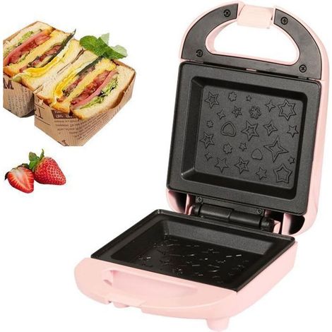 Elektrischer Waffeleisen-Toaster (1 Stück), doppelseitige Heizung, antihaftbeschichtete Platten, für getoastete und selbstgemachte Sandwiches (1/5)