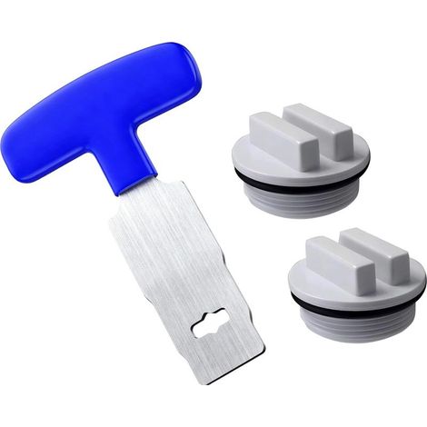 Lot de 2 bouchons filetés de 1,5 pouce pour hivernage de piscine et spa (refoulement/vidange SP1022C) + 1 outil de retrait avec poignée compatible avec Hayward et Pentair (lot de 3) (1/5)