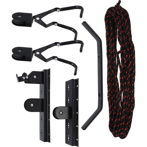 Bicycle Ceiling Winch System with 4 Pulleys and Storage Rack (1/5)