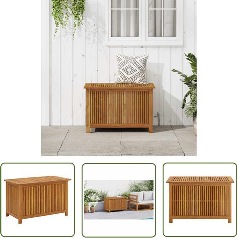 The Living Store Boîte de rangement de jardin 90x50x58 cm bois d'acacia massif - Boîte De Rangement Jardin - Coffre De Rangement Extérieur - Rangement Jardin - Meuble De Jardin - Acacia Massif (1/5)