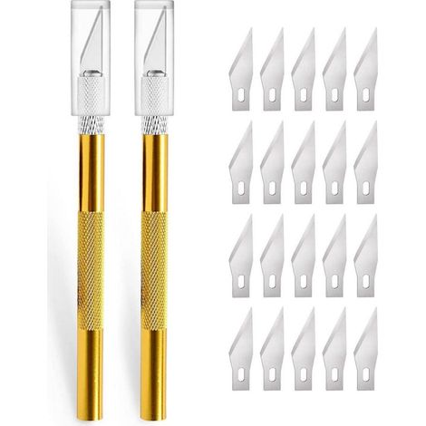 Cutter 2 Stück Skalpell 20 Ersatzklingen Bastelmesser Orange (1/5)