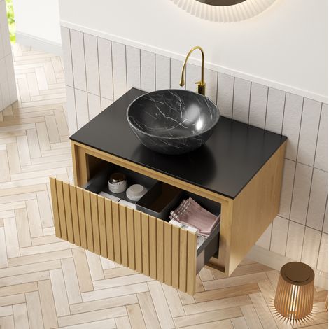 mueble baño suspendido con lavabo cerámica OKMYHOME (1/5)