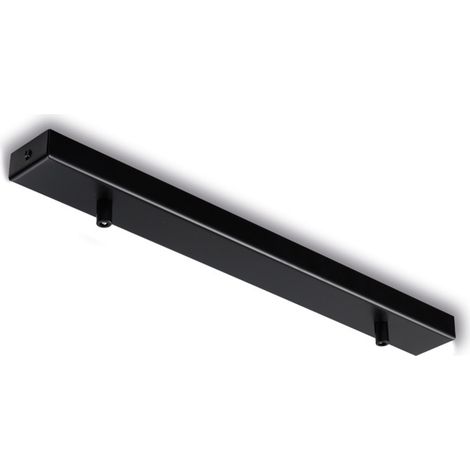 Rosone rettangolare multicavo in ferro nero con 2 fori H.3 - L.50 x 5