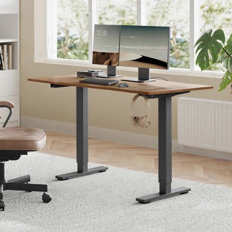 Cadre de bureau, sans plateau, support de bureau réglable en hauteur, 2 crochets, 3 hauteurs mémorisables, noir (1/5)