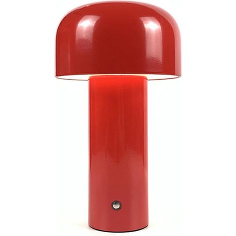 Lampe de Table LED avec Bouton Tactile Lampe de Chevet Champignon, 3 Modes D'éclairage 3000K/4000K/6000K,Lampe de Chevet pour Salle à Manger Chambre à Coucher, Rouge