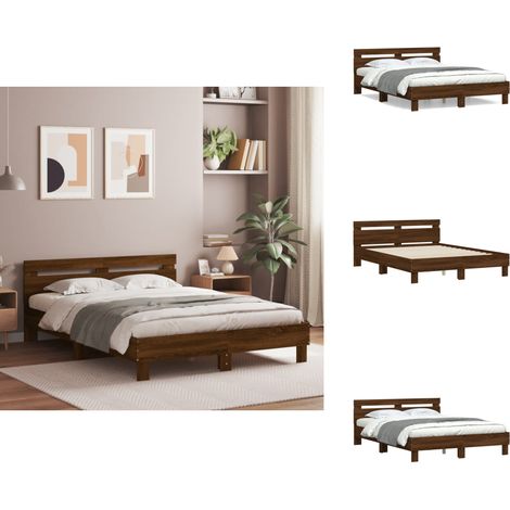 Cadre de lit sans matelas chêne marron 140x190 cm - Cadre De Lit - Lit Double - Lit En Bois - Lit Design - Literie (1/5)