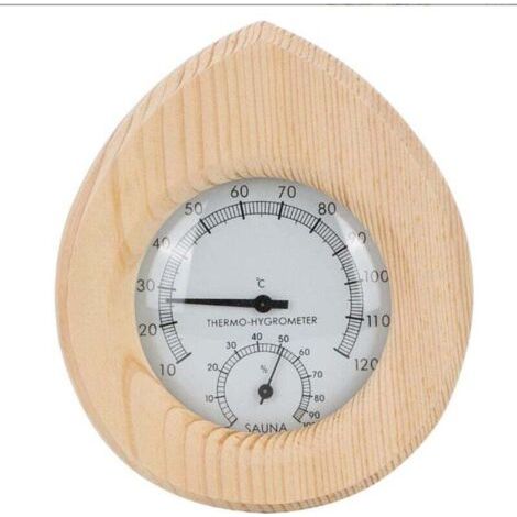 Accessoire de sauna compteur de température et d'humidité en bois hammam sec table d'affichage en bois massif type goutte d'eau