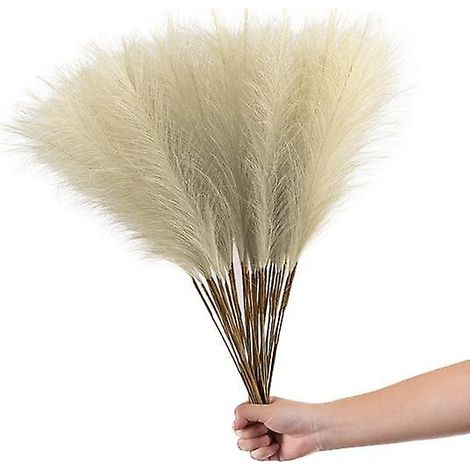Lot de 20 tiges artificielles en roseau, sans arrosage, à la texture transparente, imitant l'herbe de la pampa, pour la décoration intérieure.jaune clair (1/5)