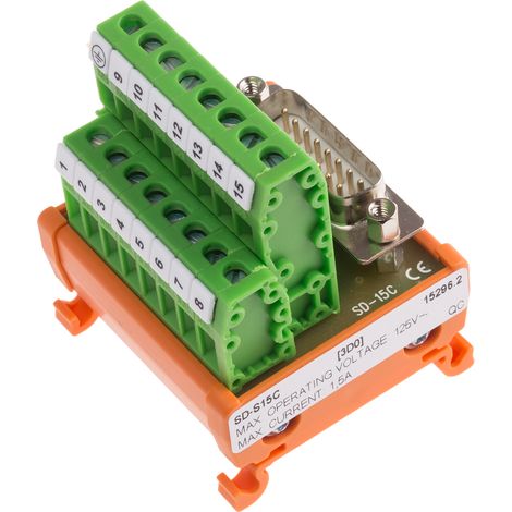 Module d'interface Sub-D 15 Contacts, Mâle, Montage sur Rail DIN ( Prix pour 1 ) (1/2)
