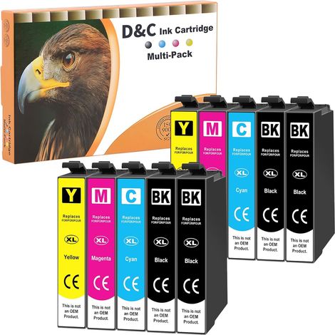 (4 Noires, 2 Cyan, 2 Magenta, 2 Jaune Cartouches d'encre Compatibles pour Epson Workforce WF-3820 WF-3825 WF-4820 WF-4830 WF-4825 WF-7840 WF-7835 WF-7830 WF-7310, Lot de 10 (1/5)