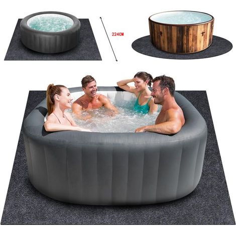 Tapis De Sol De Piscine, , Tapis Piscine Hors Sol, Tapis De Piscine Rond pour Rayures par Perforation, Diamètre 224CM (1/4)