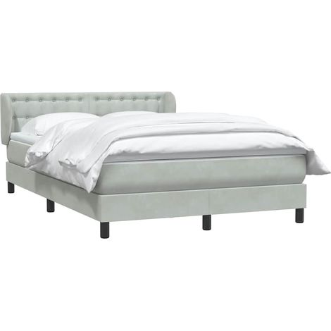Sommier à lattes de lit et matelas gris clair 160x210cm velours vidaXL