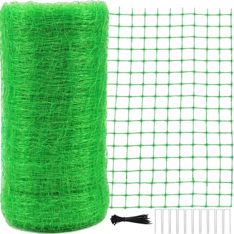 2,1m x 30,5m Filet Anti-Oiseaux, Plastique Filet pour Plantes de Jardin Filet de Protection pour Arbres Fruitiers Légumes Fleurs Plantes Vignoble Clôtures - avec 50 Serre-Câbles + 10 U Piquets (1/5)