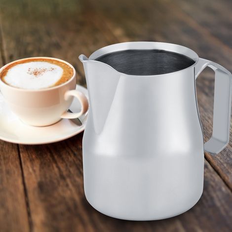 Pichet à café en acier inoxydable avec mousseur à lait, style latte art (350 ml) (1/5)