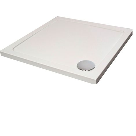 White Square Stone Resin Premium Shower Tray with Corner Waste Position, 1000 x 1000 mm - Balterley