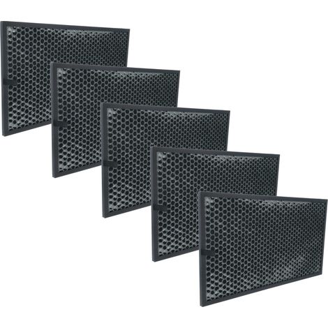 vhbw 5x Filtro ai carboni attivi sostituisce Sharp FZ-C150DFU, FZ-C100DFE, FZ-C100DFU, FZ-C150DFE per purificatore d'aria - filtro dell'aria nero
